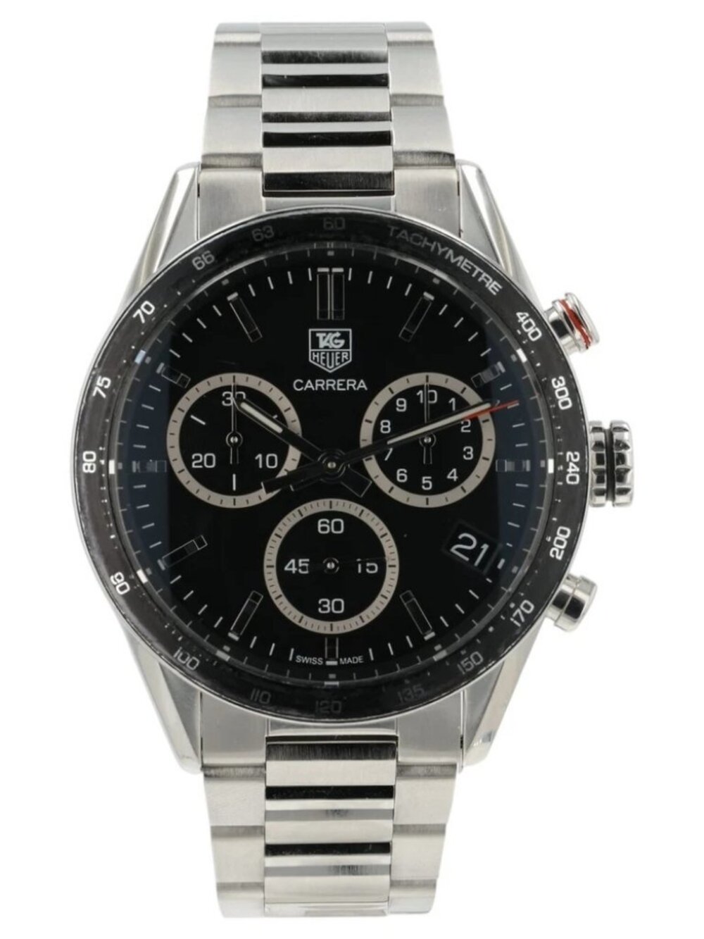 Tag Heuer Carrera Chrono Black Dial Stainless Steel 43mm Quartz Mens